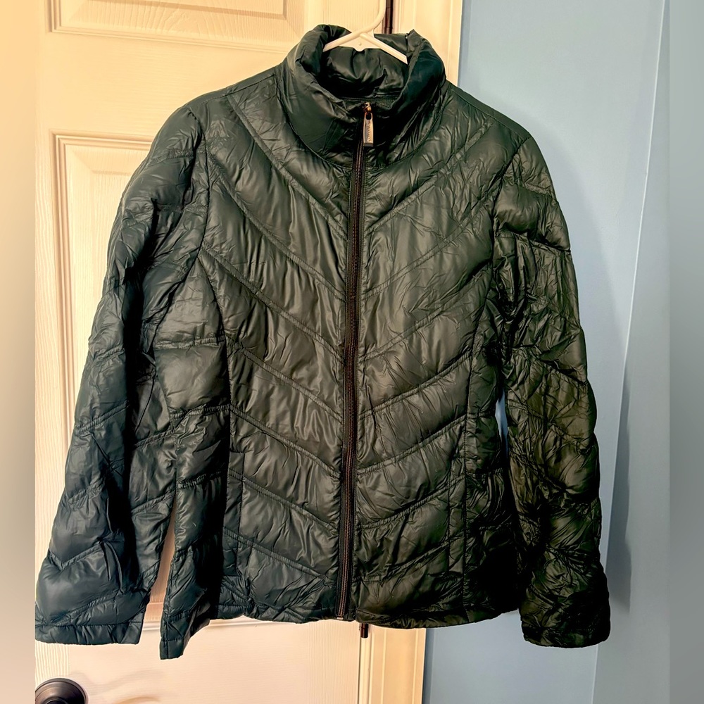 Calvin Klein Chevron Quilted Packable Puffer Down Jacket Hunter Green Size S